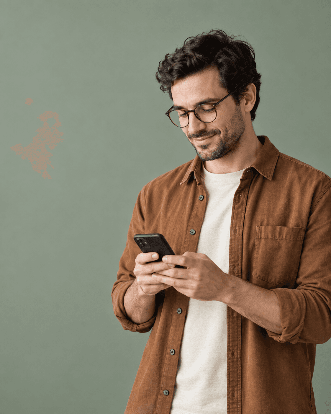 Small business owner checking an expense on his phone